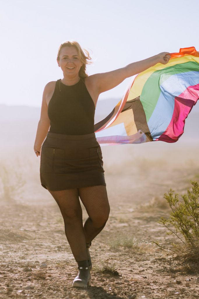 Lesbian photoshoot progress rainbow flag