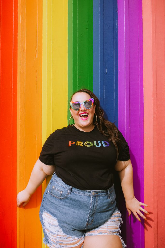 Rainbow queer Pride photoshoot plus size